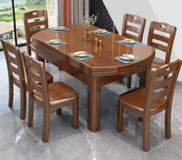 Massivholz Ovaler Esstisch Chinesischer Stil Modernes Minimalistisches Design Ausziehbar Klappbar Wohnmöbel Geeignet für Kleine Wohnungen