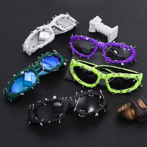 Blauwe En Roze Sport Zonnebril Voor Heren Mode Steampunk Halloween Tinten Voor Feesten Y2 K Gafas De Sol Met Donkere Lijm - Product Image 3