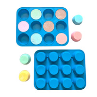 Moule à muffins en silicone de qualité alimentaire 12 trous, moule rond antiadhésif pour la cuisson