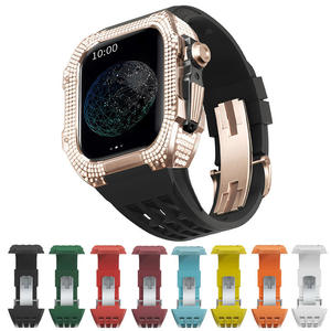 Kit de modificación de carcasa de lujo con marco de diamantes de <span class=keywords><strong>titanio</strong></span> para <span class=keywords><strong>Apple</strong></span> <span class=keywords><strong>Watch</strong></span> 8 7 6 5, <span class=keywords><strong>correa</strong></span> de goma de fluoruro pa - Product Image 5