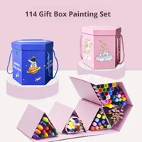 Coffret Cadeau de Crayons de Couleur Spéciaux pour Enfants, Crayons Pastel à l'Huile, Marqueurs Lavables, Stylos Acryliques, Stylos Aquarelle en Plastique pour Dessin et Gribouillage