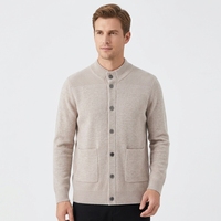 Cardigan en cachemire mérinos tricoté à la main, col en V, style Old Money, sur mesure, pour homme, streetwear de créateur, manches longues, Haute Couture OEM