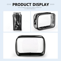 Trousse de toilette transparente en PVC rose avec logo personnalisé en vrac, pochette de maquillage, trousse de toilette de voyage, sac cosmétique en vinyle transparent avec fermeture éclair