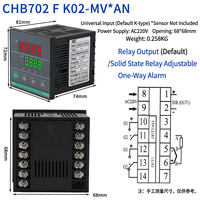 Controlador de Temperatura PID CHB702 con Pantalla Digital Modbus, Carcasa de Plástico IP65, Garantía de 3 Años, OEM, ODM, Personalizable