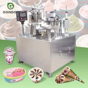 Solid Gelato Discal and Capping Yoghurt Milk Rotary Big Cup/Bottle/Can/<b>Tray</b> Fill Seal Filler Sealer Machine - Product Image 1