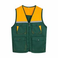 Gilet de travail unisexe réfléchissant multi-poches, logo personnalisé, sergé en coton, uniforme de bénévole pour l'assainissement, 7 couleurs