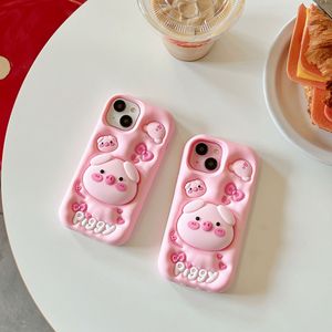 เคสโทรศัพท์ซิลิโคนลายหมูสีชมพู 3 มิติ น่ารัก พร้อมขาตั้งพับได้ สำหรับ Apple iPhone 17 16 15 14 - Product Image 3