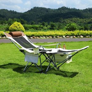 Office <b>Lunch</b> Break Multi-functional Chair Outdoor Camping Beach Metal Oxford Folding Reclining Fishing Chair - Product Image 1