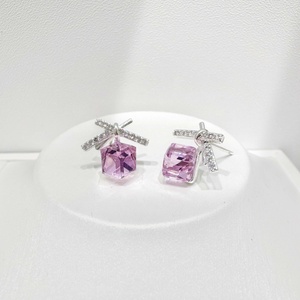 Boucles d'oreilles clous en argent 925 plaqué or rose, pierre naturelle rose, zircon goutte d'eau, hypoallergéniques, pour filles, idéales pour fêtes et mariages - Product Image 3