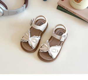 Sandales de princesse à nœud en dentelle mignonnes pour filles, chaussures d'été élégantes et confortables pour enfants - Product Image 4