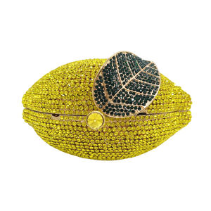 Pochette de soirée pour femme en strass citron, sac à main perlé à motif géométrique pour cocktail - Product Image 5