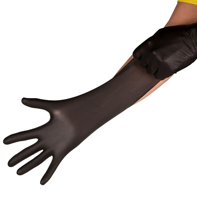 CE tek kullanımlık nitril eldiven EN420 EN374 EN455 guantes nitrilo negro siyah