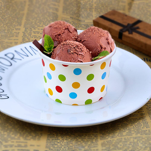 <span class=keywords><strong>Gobelet</strong></span> en <span class=keywords><strong>carton</strong></span> imprimé à pois colorés, de qualité alimentaire, jetable, avec couvercles, pour yaourt glacé, dessert, gelato et crème glacée - Product Image 6