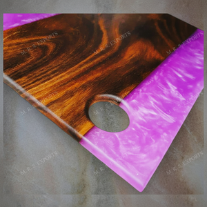 Madera y resina de lujo, tabla de quesos hecha a mano, tabla de quesos multicolor para charcutería, perfecta para decoración elegante de mesa de cocina - Product Image 1