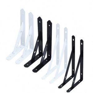 WEKIS Heavy-Duty 6/8/10/12-Inch Floating <b>Shelf</b> Corner <b>Bracket</b> 90 Degree Triangle Gusset <b>Black</b> Powder Coated Screw-in <b>Brackets</b> - Product Image 6