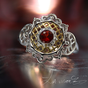 Vintage Otherworld Series 925 <b>Silver</b> Inlaid <b>Garnet</b> Cubic Zirconia Women's <b>Ring</b> - Product Image 4