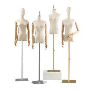 Wholesale Clothing Store Female Model Form Adjustable Linen Half Body Mannequin for Clothes Display