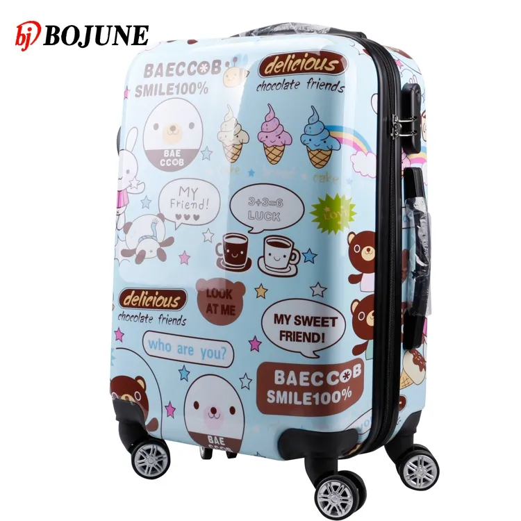 Dessin animé mignon motif animal PC valise spinner trolley bagages sacs de voyage bagages