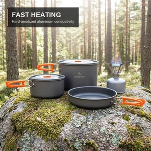 <span class=keywords><strong>Set</strong></span> di Pentole da Campeggio di Alta Qualità per 2-3 Persone, 3 Pezzi, Compatibile con Fornello a Gas Portatile per BBQ, Picnic, Escursionismo e Cucina all'Aperto - Product Image 6