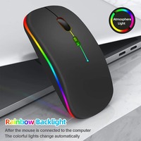 Mouse Inalámbrico Recargable por USB Bluetooth RGB Silencioso Ultrafino Delgado Ergonómico con Retroiluminación para Laptop PC Tablet