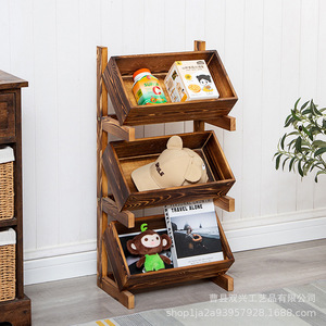 Wooden Multi Tier Storage Rack 3 Floors Bookcase Living Room Kitchen Organizer Multifunctional Decorative <b>Shelf</b> - Product Image 2