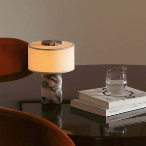 Lampe de <span class=keywords><strong>table</strong></span> portable rechargeable à LED dimmable pour hôtel et restaurant, avec fonction tactile, en tissu de luxe, marbre et pierre, sans fil - Product Image 5