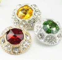 Kancing Kristal Berlian Imitasi Logam Bulat 2.3x2.3cm Lapisan Khusus Warna Emas Bebas Nikel Flatback Merek KAYA