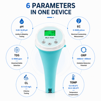Analyseur de chlore WIFI pour piscine 6 en 1 (Chlore/pH/TDS/EC/ORP/Salinité/TEMP) Moniteur de qualité de l'eau étanche