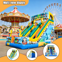 Tobogán Inflable Seco con Temática Pirata, con Pared de Escalada y Rociador de Agua, para Diversión en el Patio Trasero y Uso Comercial