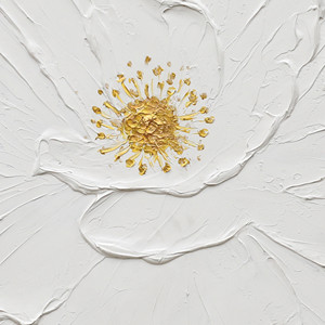 Peintures murales abstraites modernes, grandes, texturées, abstraites, en 3D, avec des fleurs blanches et un <span class=keywords><strong>centre</strong></span> doré, pour <span class=keywords><strong>la</strong></span> décoration du salon - Product Image 4