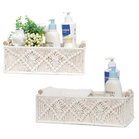 Panier de rangement multifonctionnel rectangulaire pour bureau, décoration bohème blanche, corde en coton écologique, tissé à la main