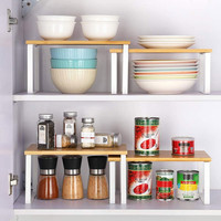 Armoire de cuisine extensible pot d'assaisonnement organisateur de bouteilles 4 Pack bambou empilable épices étagère pour garde-manger magasin