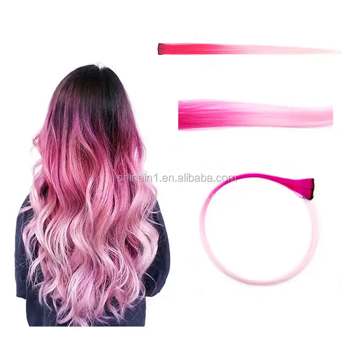 Clip-in Straight Synthetic Hair Extensions, Pink