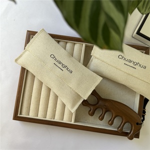 Chuanghua geri dönüşümlü organik pamuk tuval zarf kılıfı İpli özel Logo çevre dostu Gua Sha tarak ambalaj takı için - Product Image 1