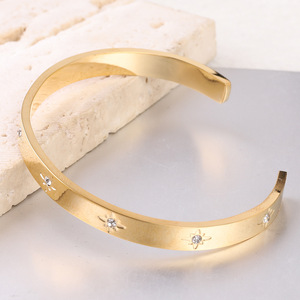 Pulsera de Diamantes de 6MM en Acero Inoxidable, Chapada en Oro de Titanio, con Diamantes Sintéticos de Corte Brillante Redondo, Unisex, para Uso Diario - Product Image 1
