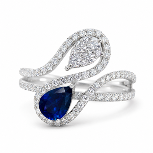 Anello con Zircone Blu a Goccia per Uomo e Donna, Gioiello da Dito alla Moda - Product Image 1