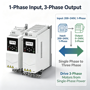 อินเวอร์เตอร์ VFD 2.2 กิโลวัตต์ 220 โวลต์ เฟสเดียว เป็น 240 โวลต์ 3 เฟส สำหรับปั๊มคอมเพรสเซอร์ - Product Image 2