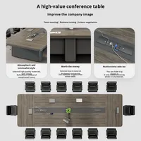 Table de conférence en bois, forme allongée, minimaliste, écologique, ensemble de chaises pour salle de réunion, 11-20 personnes, formation des employés