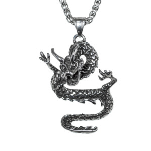 Collar con Colgante de Cruz y Medalla de San Benito de Acero Inoxidable 316, Bañado en Plata Antigua con Esmalte Negro, Engaste de Bisel, Regalo - Product Image 6
