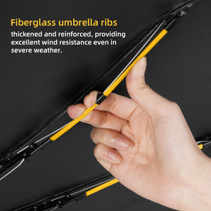Parapluie coupe-vent à 3 plis, cadre en fibre de verre, 24 baleines, parapluie pliant automatique pour les jours ensoleillés et pluvieux - Product Image 4