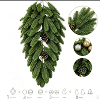 Couronne de Noël en forme de larme, vente en gros d'usine, guirlande artificielle en pin avec baies rouges, clochettes dorées et nœud, décoration murale pour porte d'entrée de Noël
