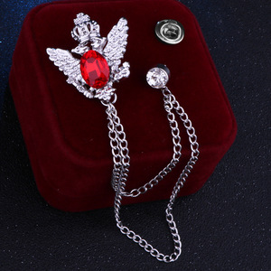 Broche de Águia Bicéfala Antiga com Corrente de Cristal e Pingente de Tassel para Moda Masculina - Product Image 4