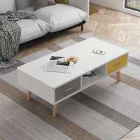 Table basse nordique à coins arrondis, design moderne et luxueux pour salon, petit appartement, combinaison meuble TV