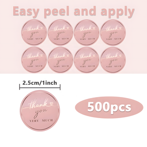 Autocollants adhésifs 500 feuilles par rouleau, papier kraft rose imperméable, cercle, étiquette de scellage pour enveloppes de mariage - Product Image 2
