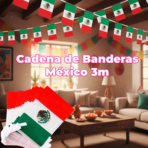 Guirlande de drapeaux mexicains 3m, 10 drapeaux en polyester 15x20cm, décoration de fête - Product Image 4