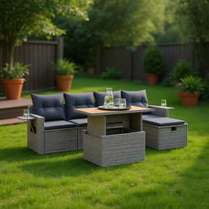 Ensemble de canapés de jardin en rotin gris 4 places avec rangement, mobilier d'extérieur au design contemporain - Product Image 2