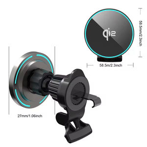 Support magnétique pour téléphone Qi2 15W en ABS avec chargeur de voiture sans fil, PD QC3.0, support de <span class=keywords><strong>lampe</strong></span> OTP ignifuge, Type-C, noir, personnalisable OEM/ODM - Product Image 6