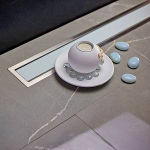 Caniveau de drainage moderne Kamalu CB-750 75 cm avec couvercle en verre blanc pour cuisine et usage extérieur en plastique - Product Image 1