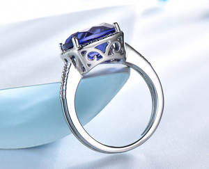 Fijne 925 Sterling Zilveren Kussen Gesneden Belofte Verlovingsringen Geboortesteen Sieraden Geschenken Voor Dames Mannen - Product Image 3