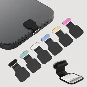 Pelindung telepon seluler logam silikon hitam, Anti hilang, tipe C, Anti debu, Port pengisian daya, pelindung tahan debu untuk iPhone